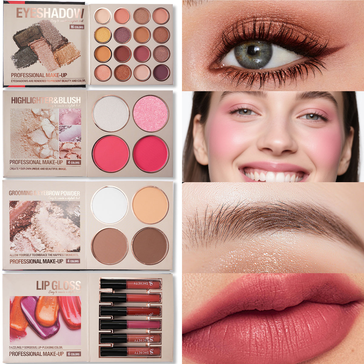 SHCOETY 22-Color Book-Style Eye & Lip Makeup Palette