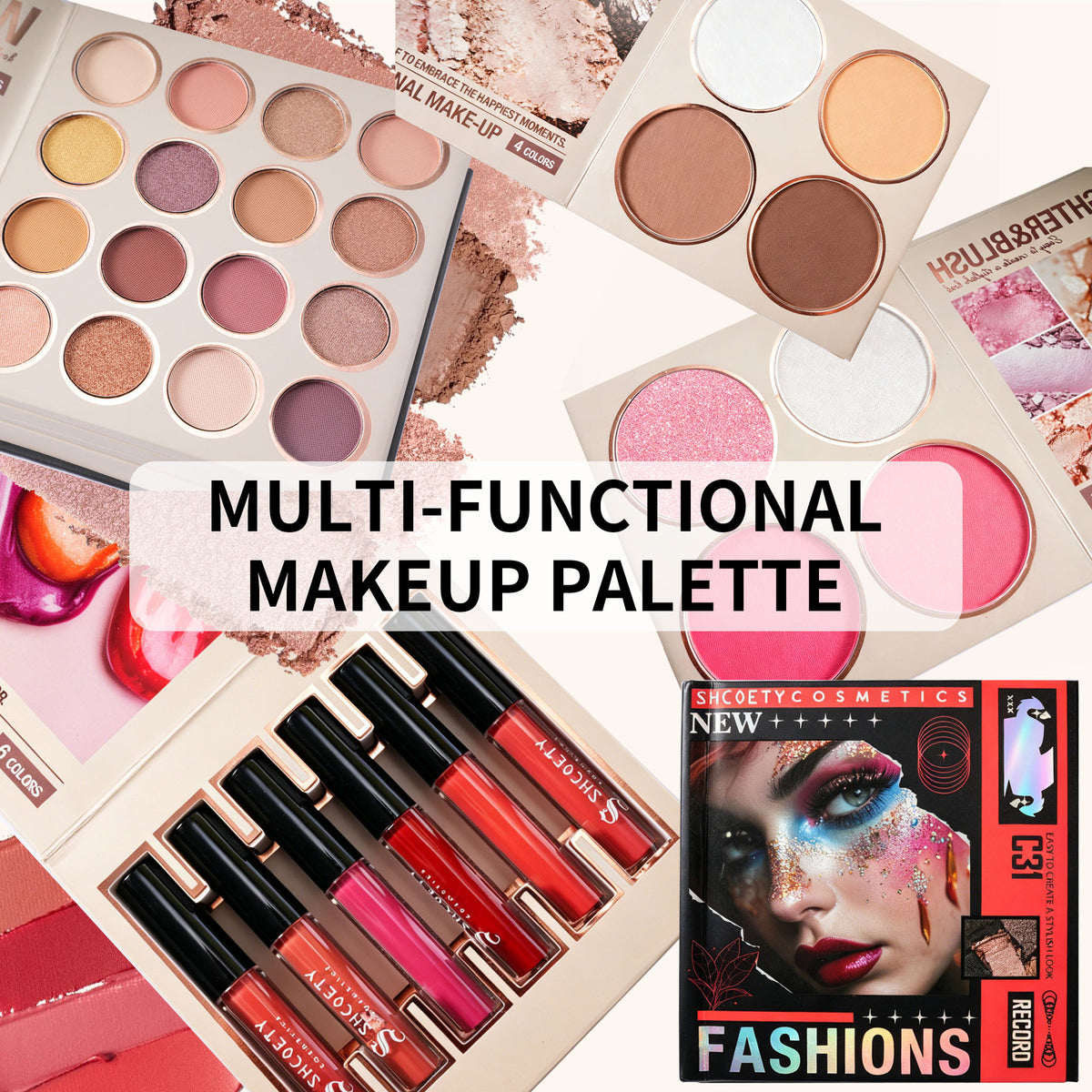 SHCOETY 22-Color Book-Style Eye & Lip Makeup Palette