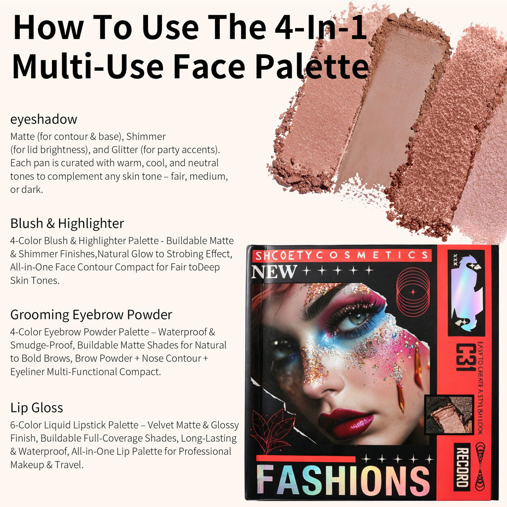 SHCOETY 22-Color Book-Style Eye & Lip Makeup Palette