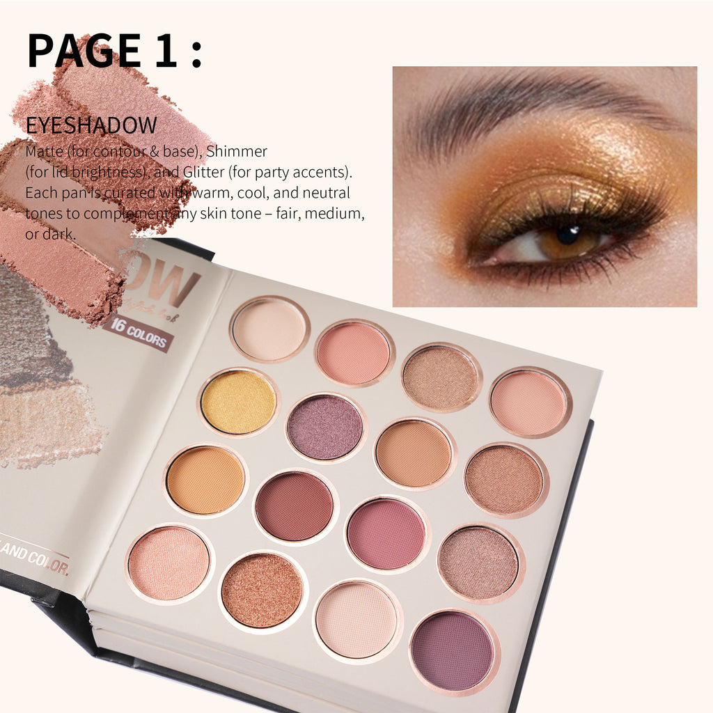 SHCOETY 22-Color Book-Style Eye & Lip Makeup Palette