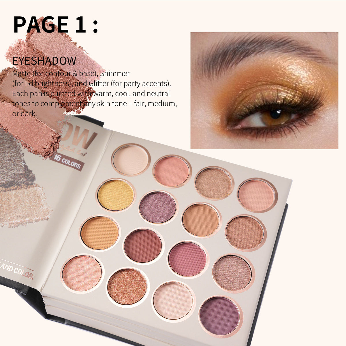SHCOETY 22-Color Book-Style Eye & Lip Makeup Palette