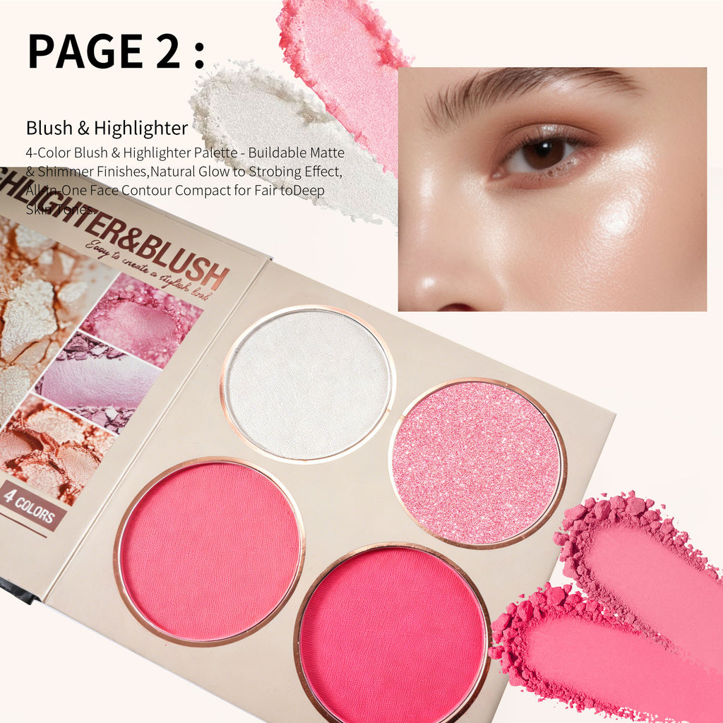 SHCOETY 22-Color Book-Style Eye & Lip Makeup Palette