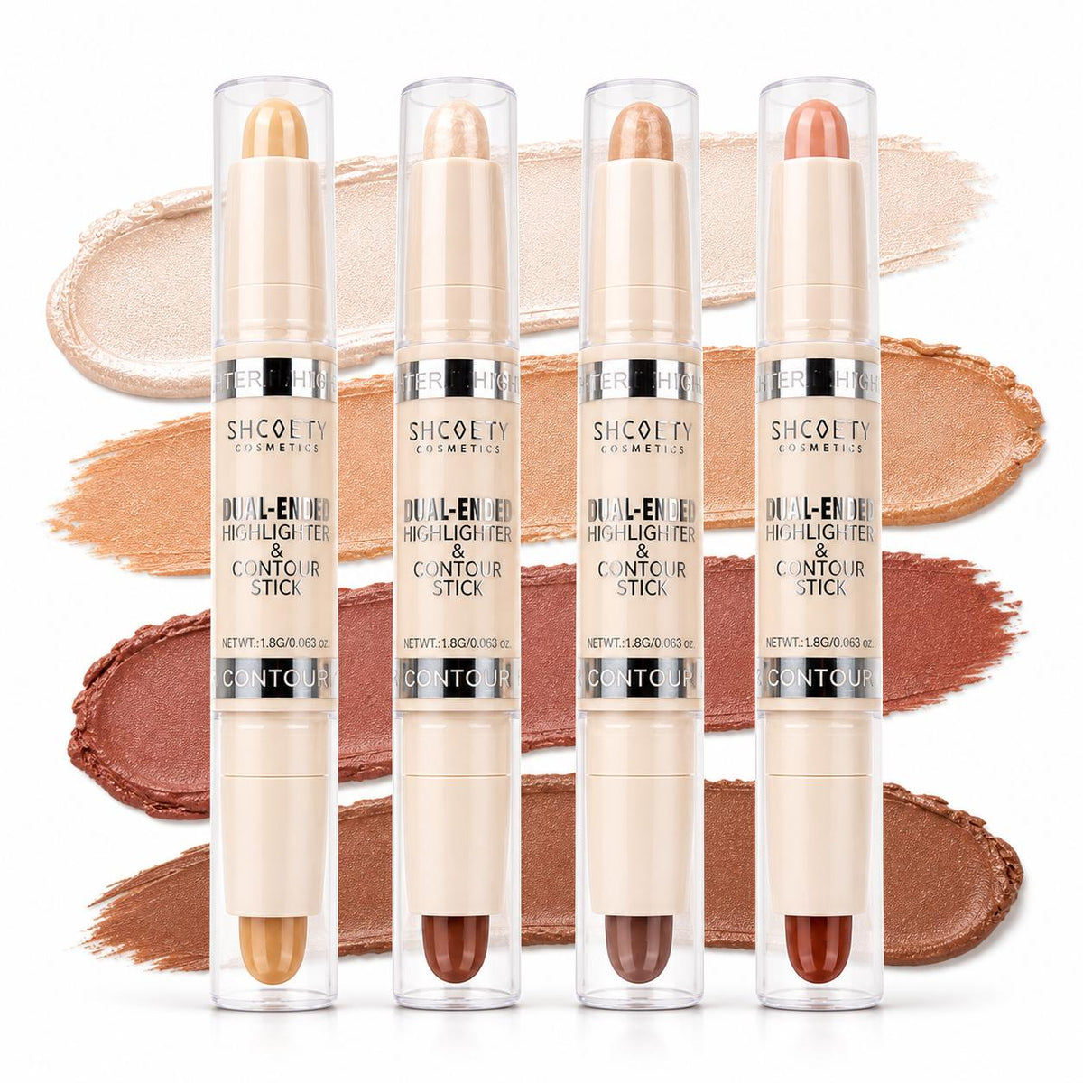 SHCOETY 4-Piece Dual-Ended Contour & Highlighter Stick Set