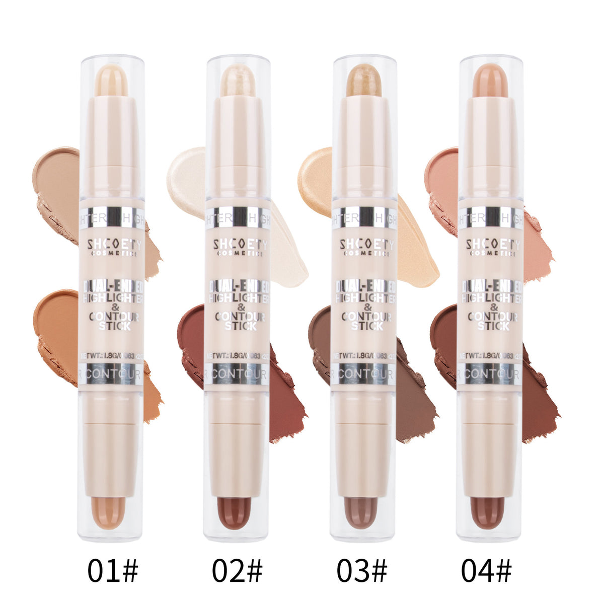 SHCOETY 4-Piece Dual-Ended Contour & Highlighter Stick Set