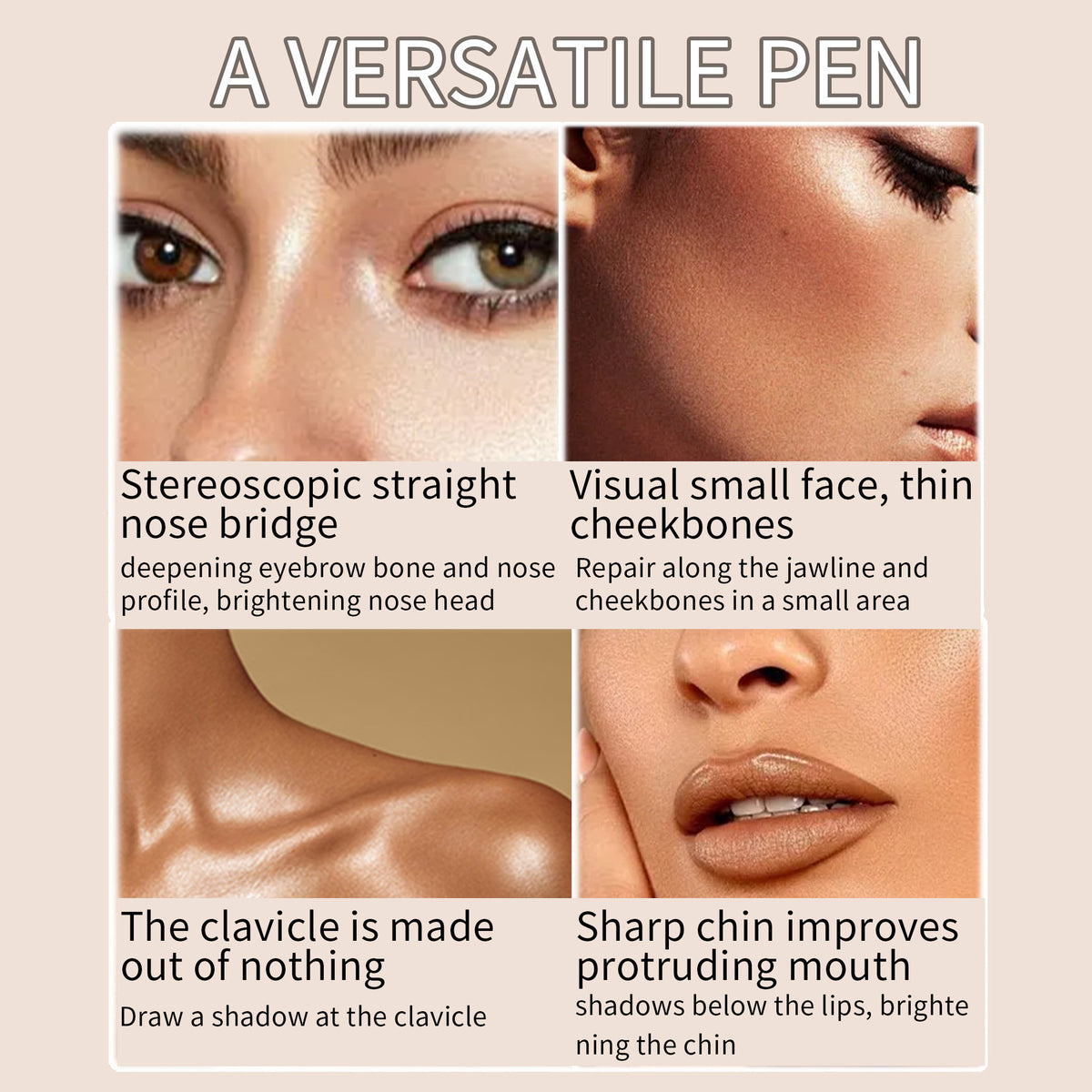 SHCOETY 4-Piece Dual-Ended Contour & Highlighter Stick Set