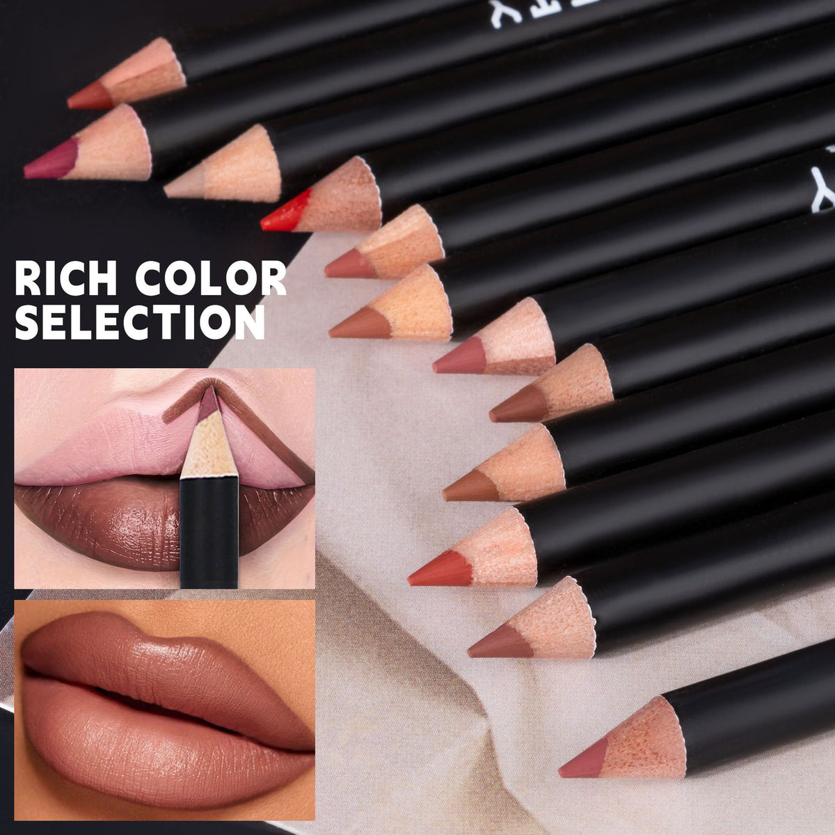 SHCOETY 12-Piece Matte Lip Liner Pencil Set (Shades 301–312)