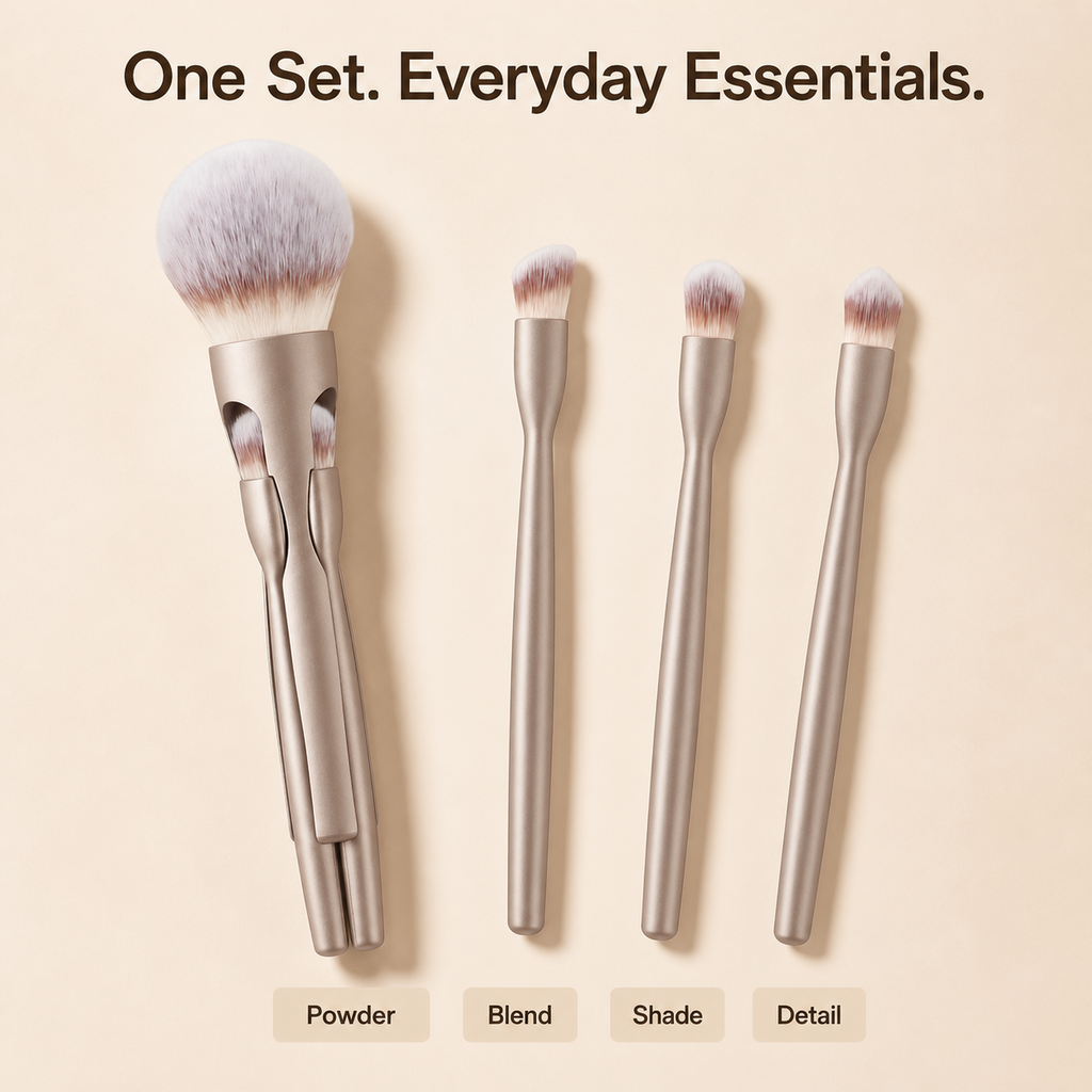 SHCOETY 4-Piece Magnetic Travel Makeup Brush Set
