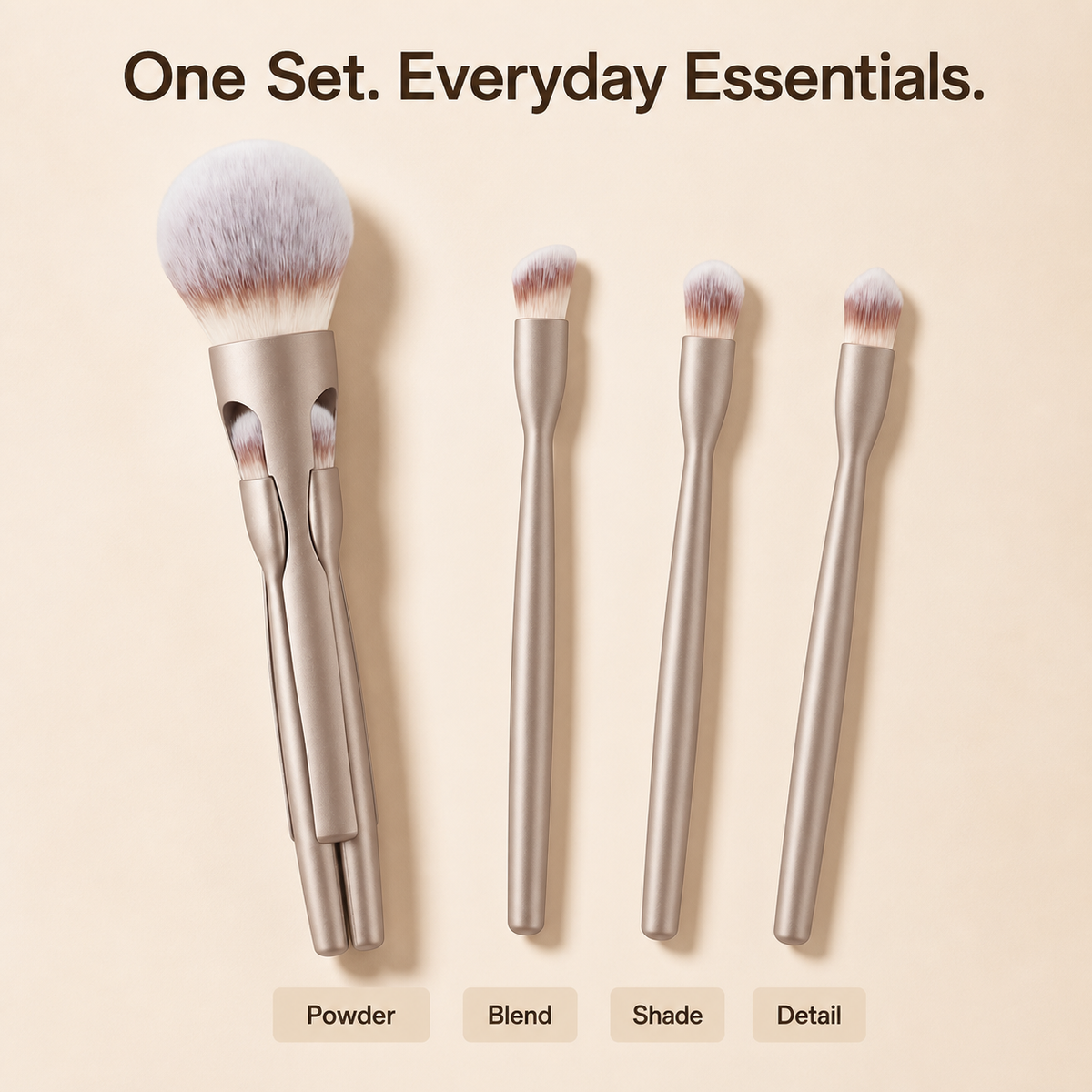 SHCOETY 4-Piece Magnetic Travel Makeup Brush Set