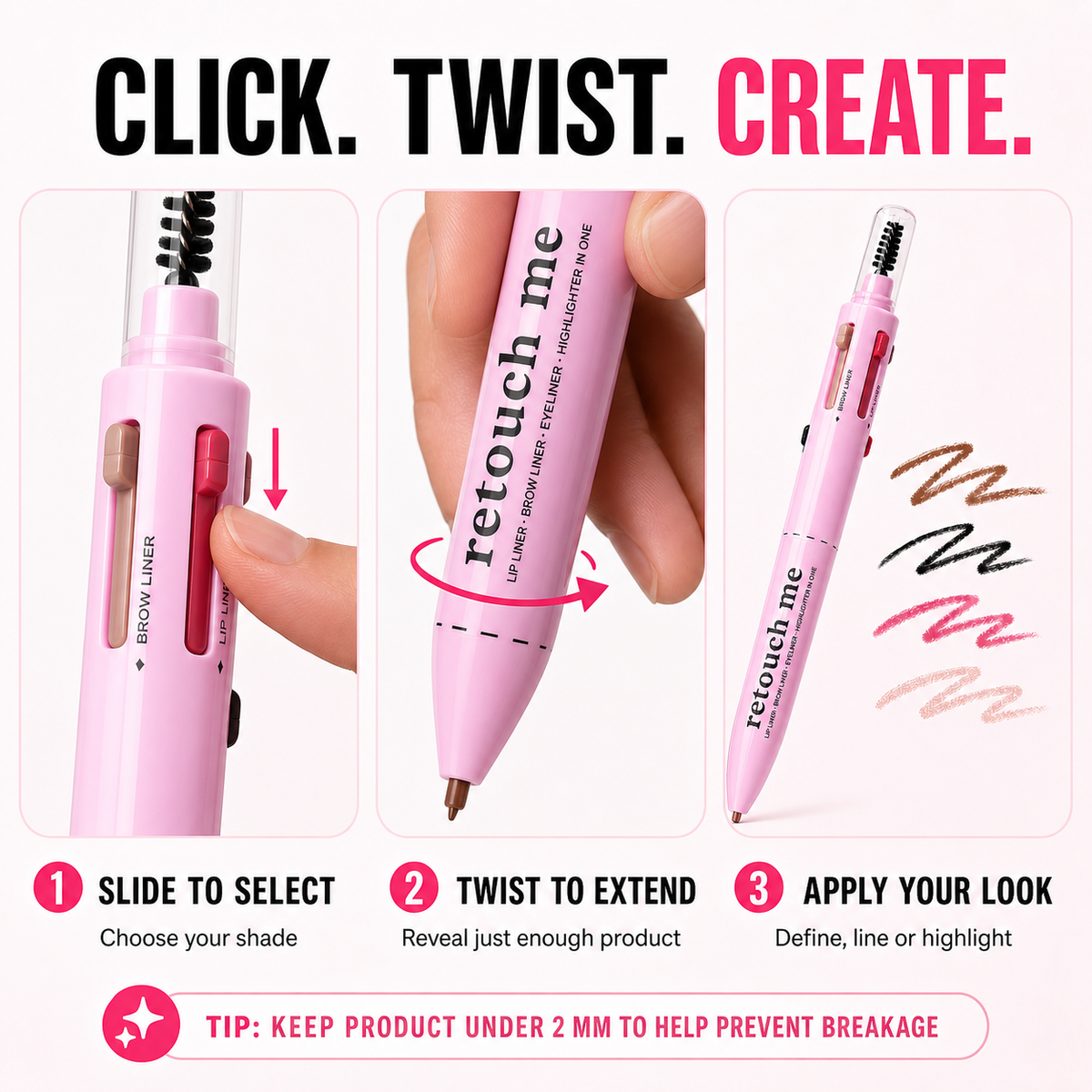 SHCOETY 4-in-1 Click & Twist Touch-Up Makeup Pen