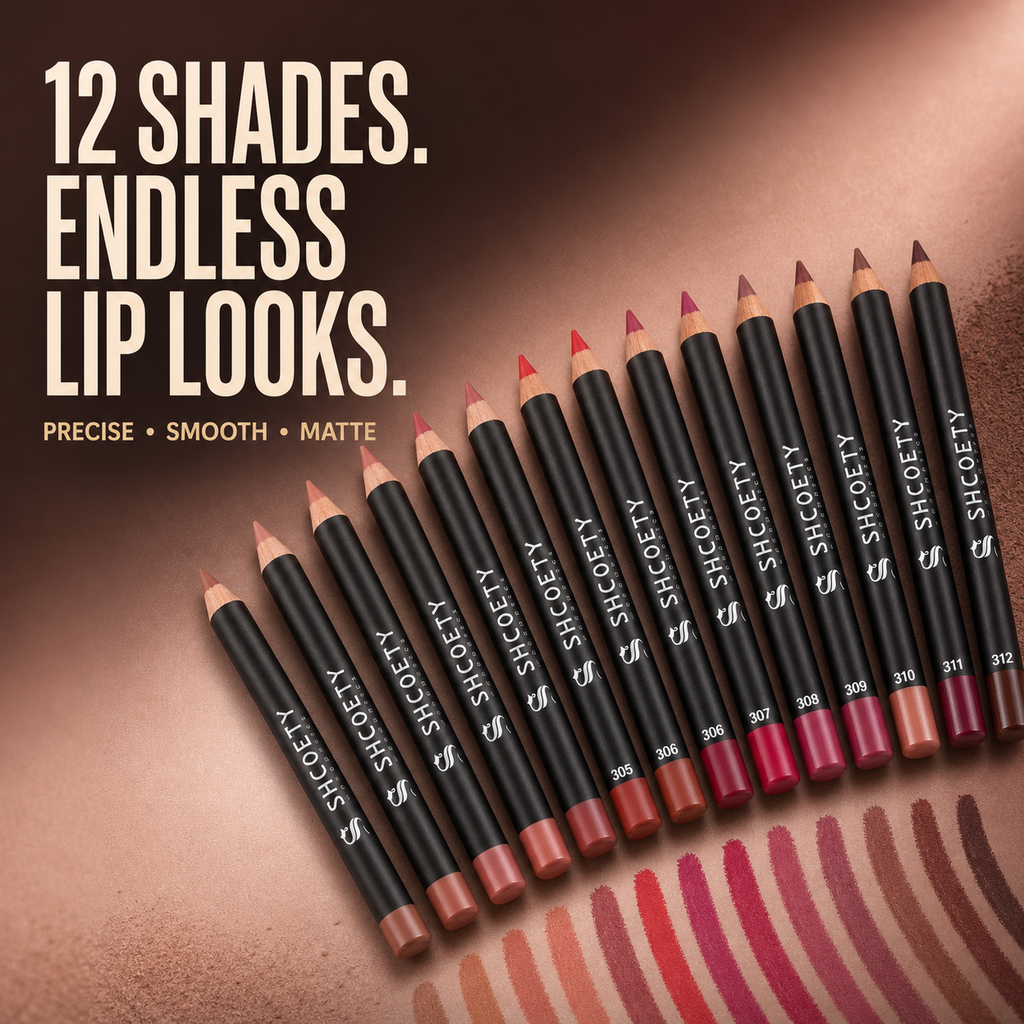 SHCOETY 12-Piece Matte Lip Liner Pencil Set (Shades 301–312)