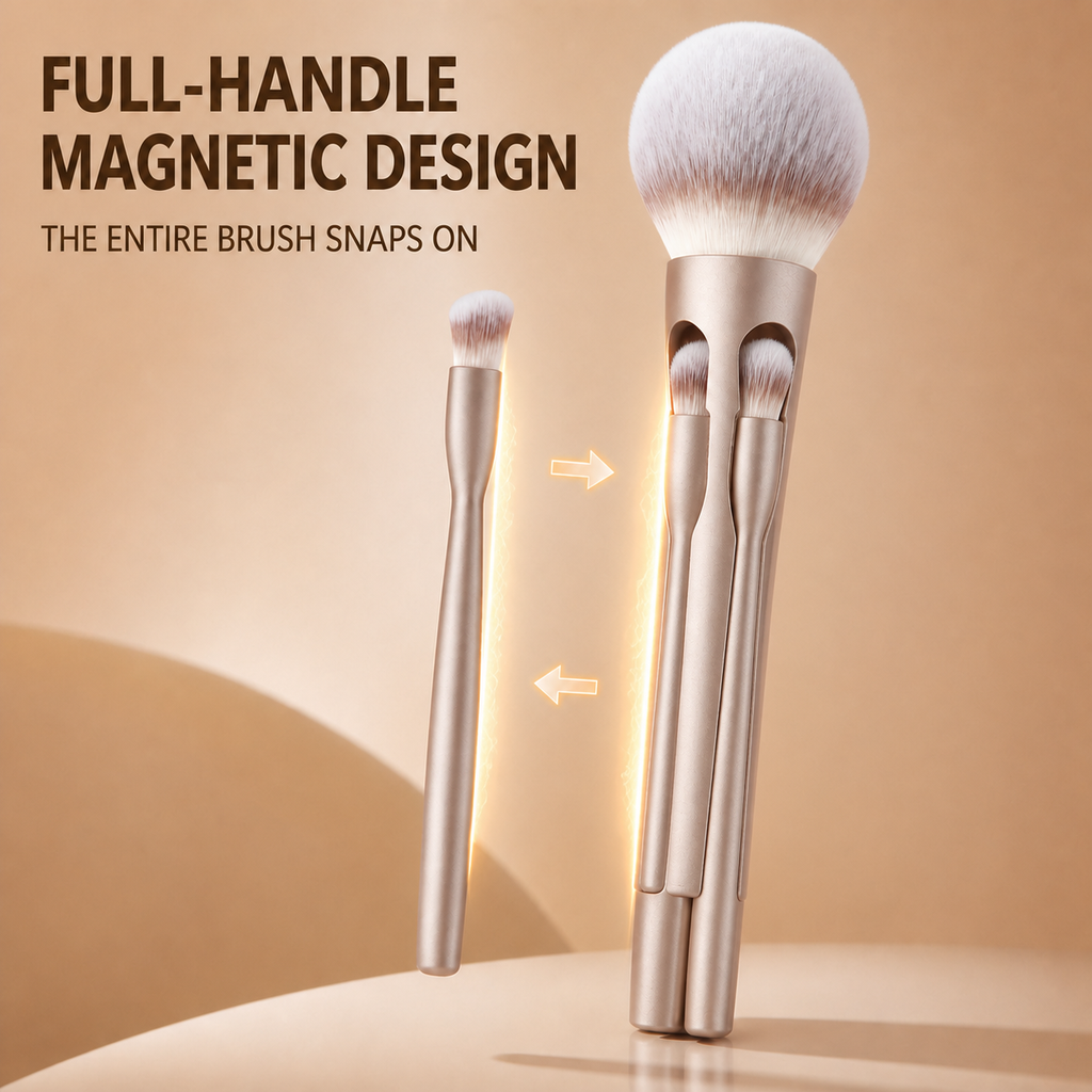SHCOETY 4-Piece Magnetic Travel Makeup Brush Set