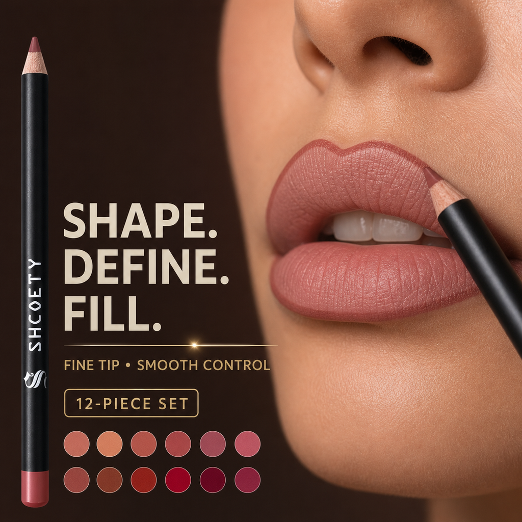 SHCOETY 12-Piece Matte Lip Liner Pencil Set (Shades 301–312)