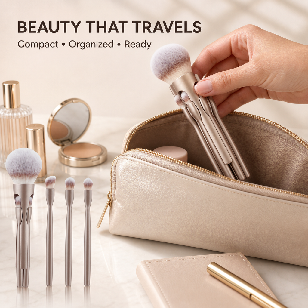 SHCOETY 4-Piece Magnetic Travel Makeup Brush Set